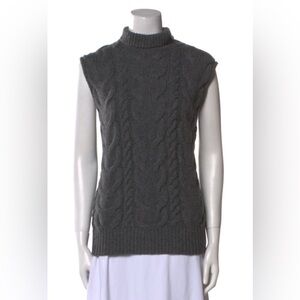 Frame Gray Cable Knit Sleeveless Sweater